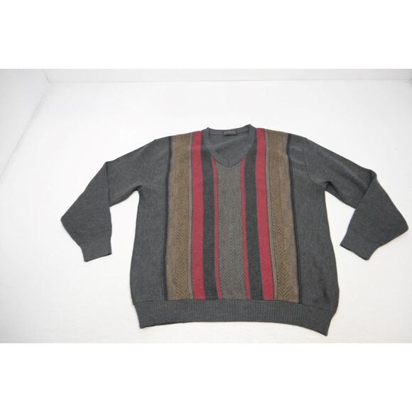 VTG Peter Gribby V Neck Wool Acrylic Sweater Long Sleeve Grays Mens Size XL - Picture 5 of 7